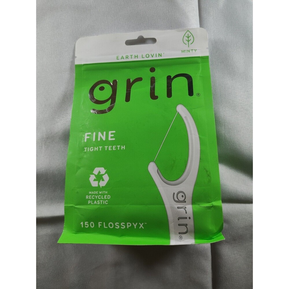 Grin 150 Count Grin Oral Care Fine Dental Floss Picks - Minty